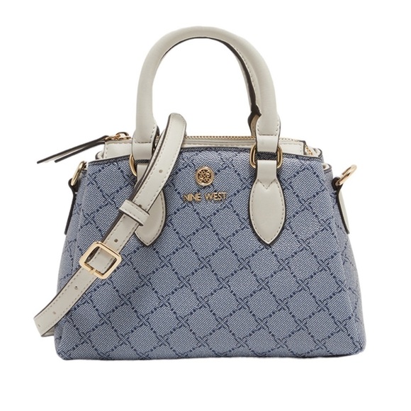 Nine West Zenith Mini Chambray Logo Multi-Compartment Satchel Bag - Picture 1 of 17
